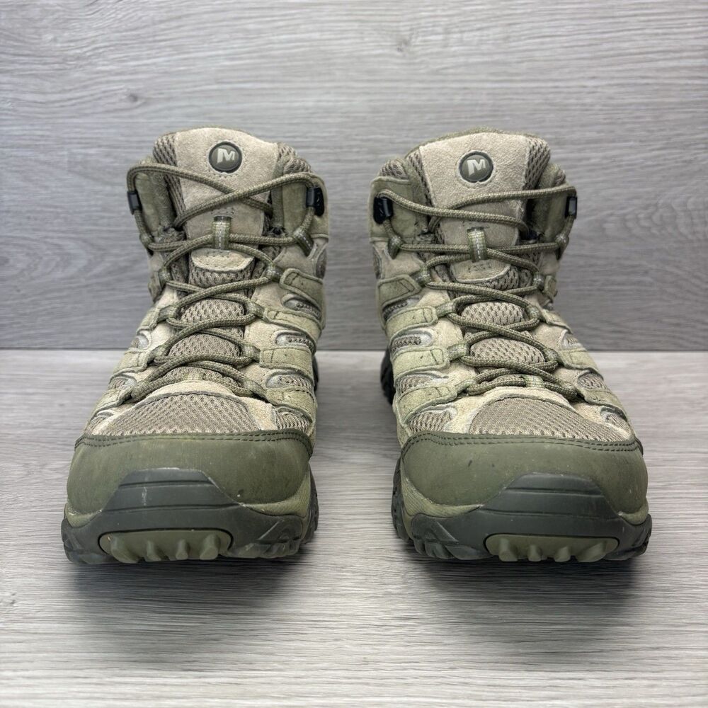 Merrell Moab 2 Mid Boots Mens 10 Green Waterproof Vibram Gorpcore Hiking Trail - Picture 2 of 12